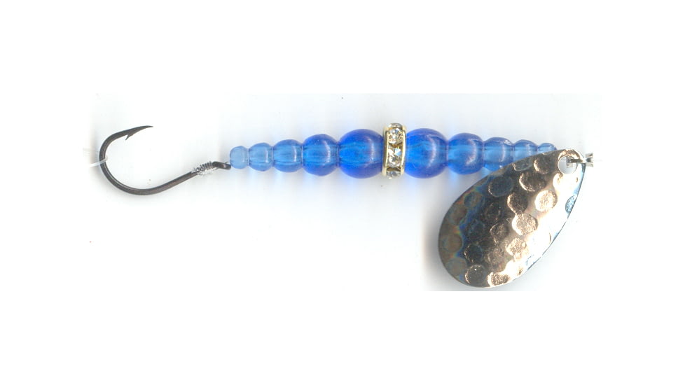 Macks Lure Wedding Ring Classic Original Spinner, Number 6 Hook 48in Leader, Hammered Nickel Blade/Blue Bead, 9123