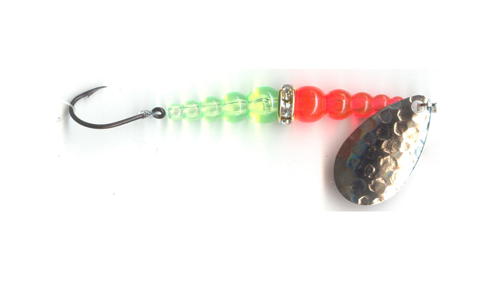 Macks Lure Wedding Ring Classic Original Spinner, Number 8 Hook 48in Leader, Hammered Nickel Blade/Blue Bead, 9183