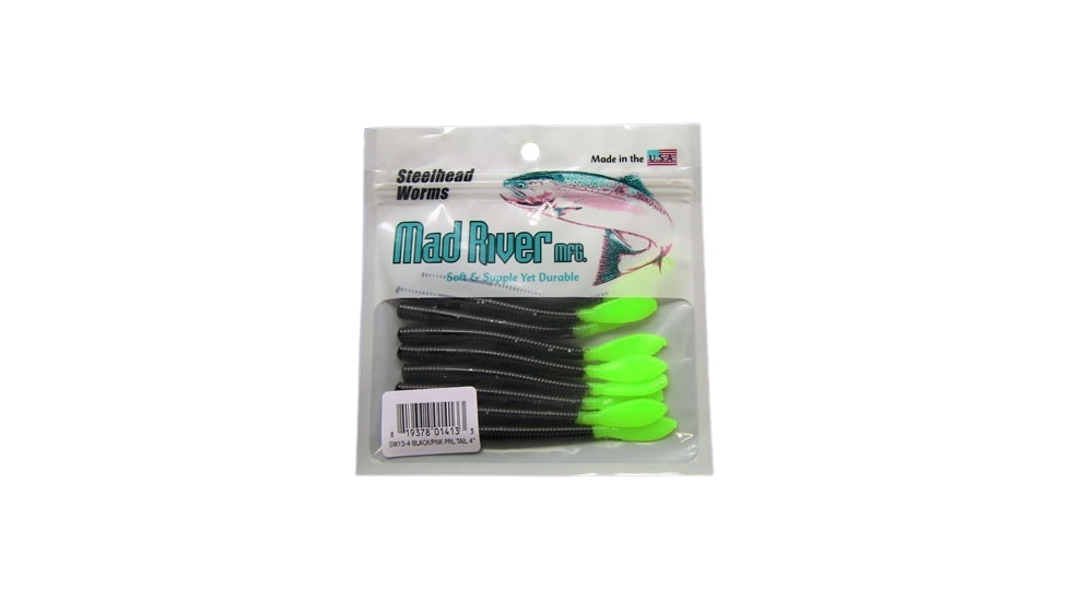 Mad River Steelhead Worm, 9, 3in, Green Tailed Skunk, SW04-3