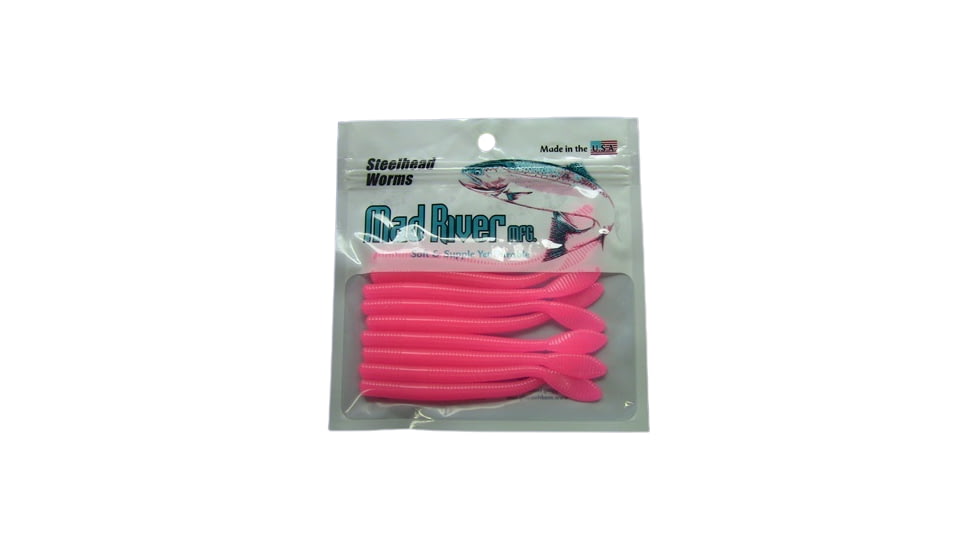 Mad River Steelhead Worm, 9, 4in, Fluorescent Pink, SW06-4