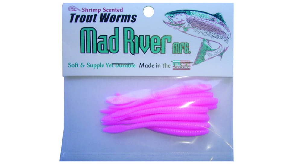 Mad River Trout Worm Worm, 10, 2 1/2in, Bubble Gum, TW-01