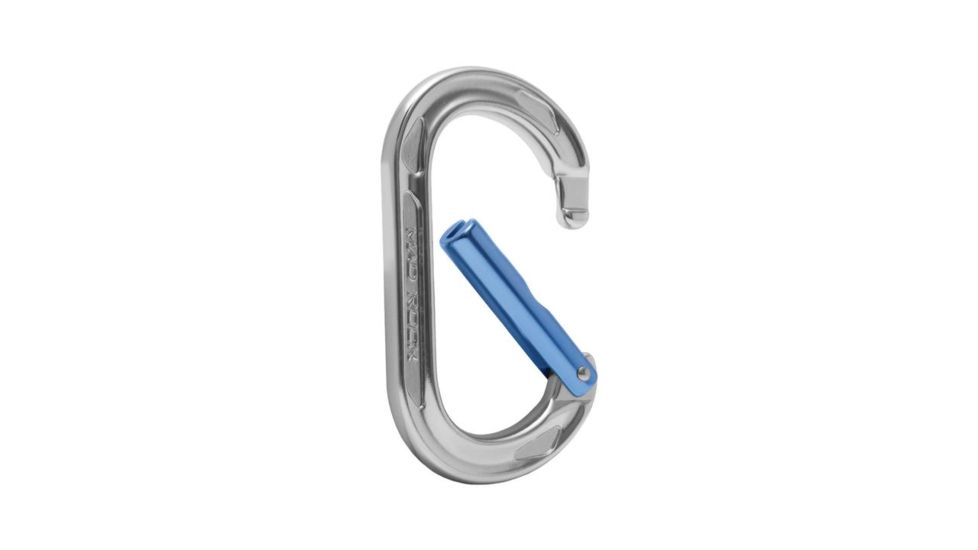 Mad Rock Oval Tech Straight Carabiner, Silver/Blue 870559020190