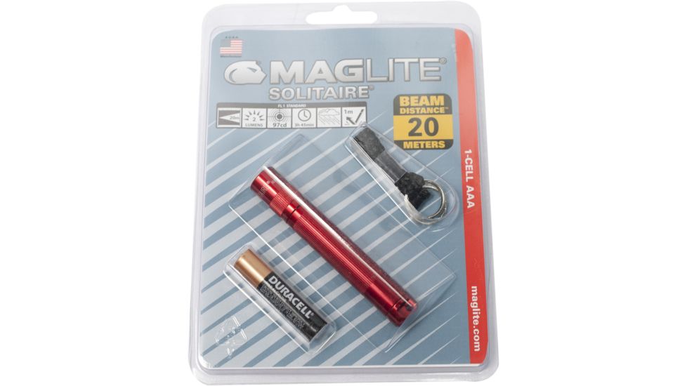 MagLite Solitaire AAA 1-Cell Incandescent Flashlight, Red, Blister Pack, K3A036