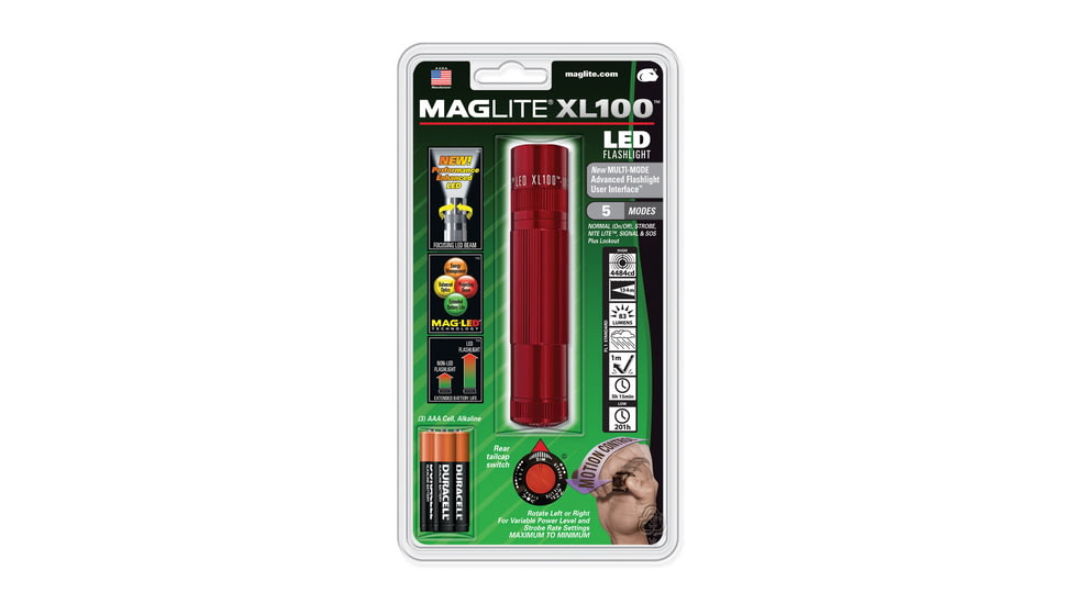 Mag Instrument Maglite XL 100 3-Cell AAA LED Flashlight, Gray, Blister Pack S3096