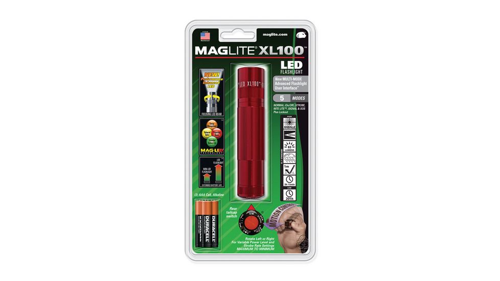 Mag Instrument Maglite XL 100 3-Cell AAA LED Flashlight, Silver, Blister Pack S3106
