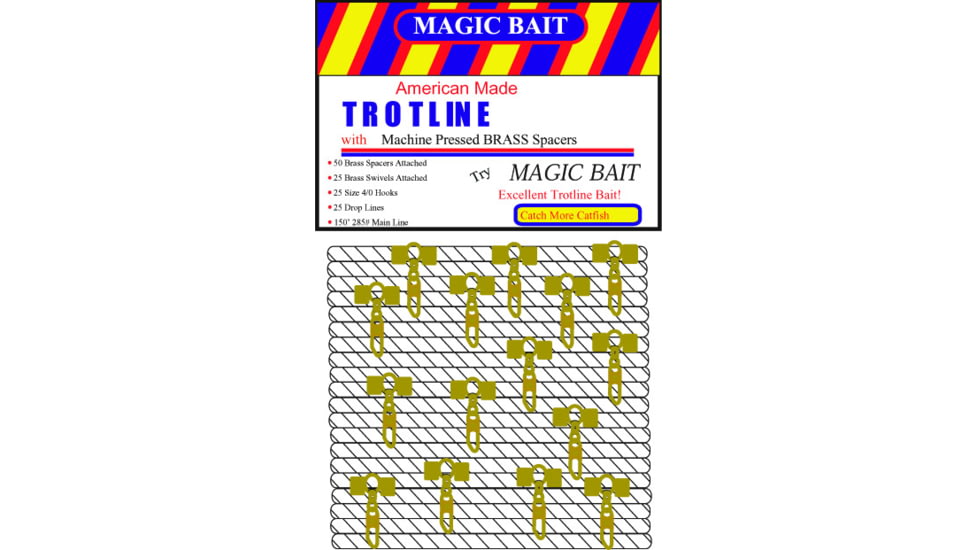 Magic Bait Econo Trotline 100' 20 Brass Swivels 4/0 Hooks &amp; Droplines w/Plastic Spacers, 77BSTL