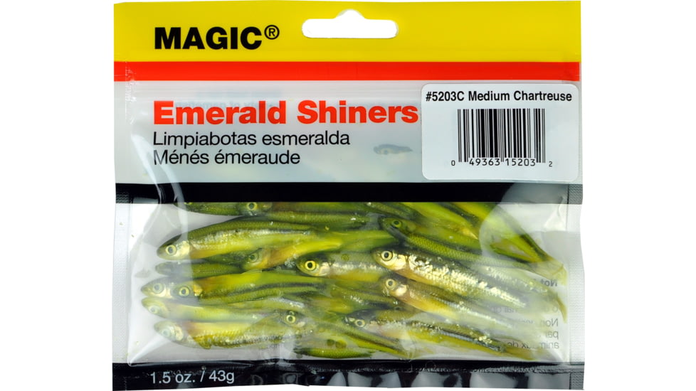 Magic Preserved Shiner Minnows, Medium, 1 1/2 oz Bag Chartreuse, 5203C