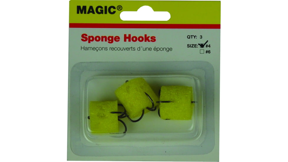 Magic Sponge Hook, Treble, Size 4, 3 Per Pack, 4840