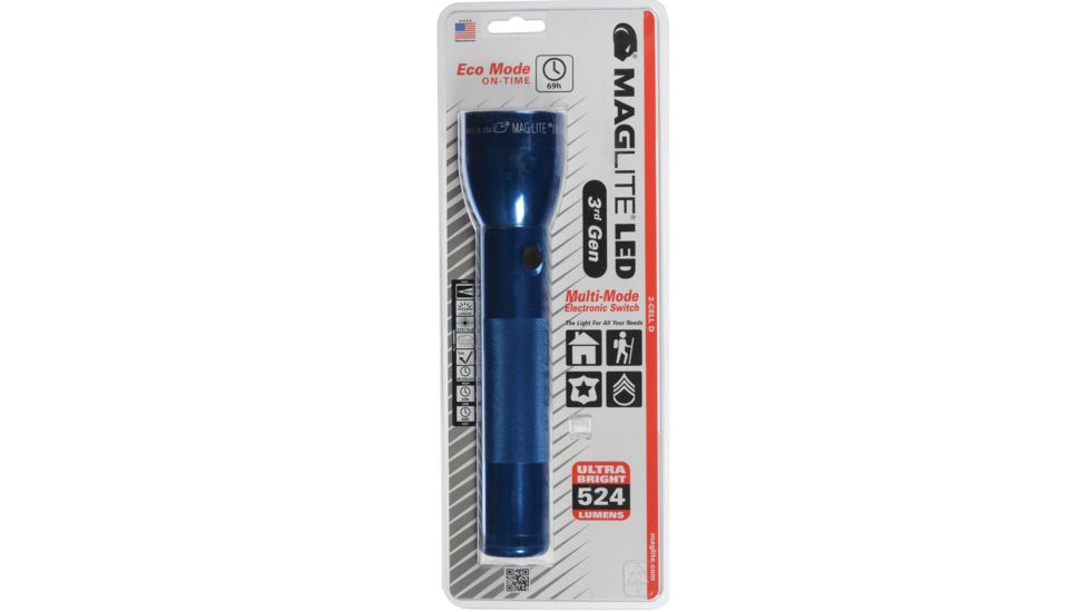 Maglite LED 3d Generation 2-Cell D Flashlight, Blister Pack, Blue, ST23116