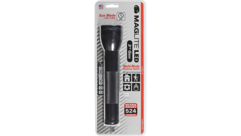 Maglite LED 3d Generation 2-Cell D Flashlight, Blister Pack, Gray, ST23096