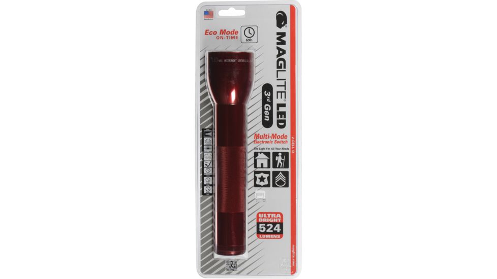 Maglite LED 3d Generation 2-Cell D Flashlight, Blister Pack, Red, ST23036