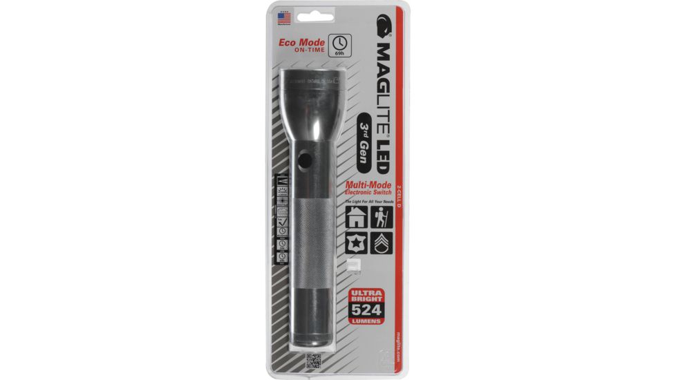Maglite LED 3d Generation 2-Cell D Flashlight, Blister Pack, Silver, ST23106