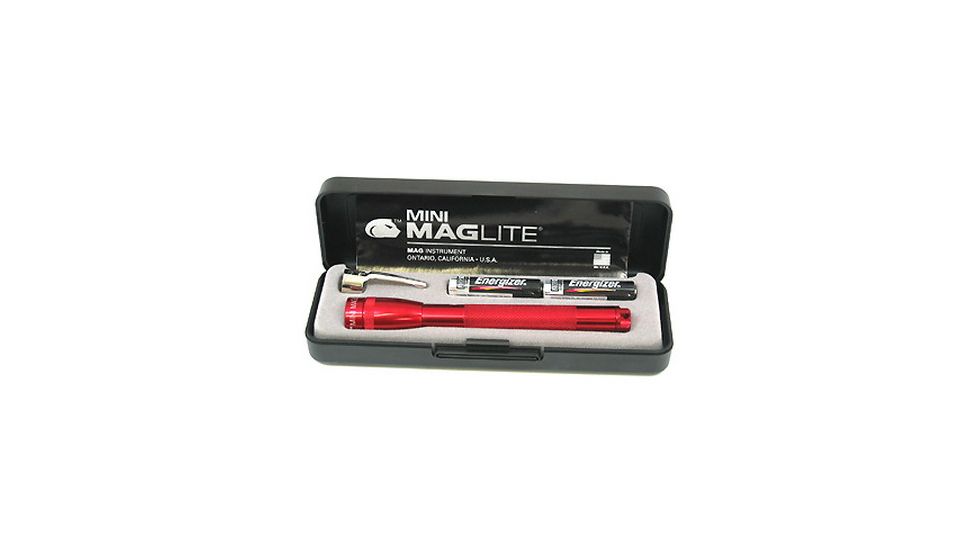 MagLite Mini 2 Cell AAA Incandescent Flashlight, Red, Pres. Box, M3A032
