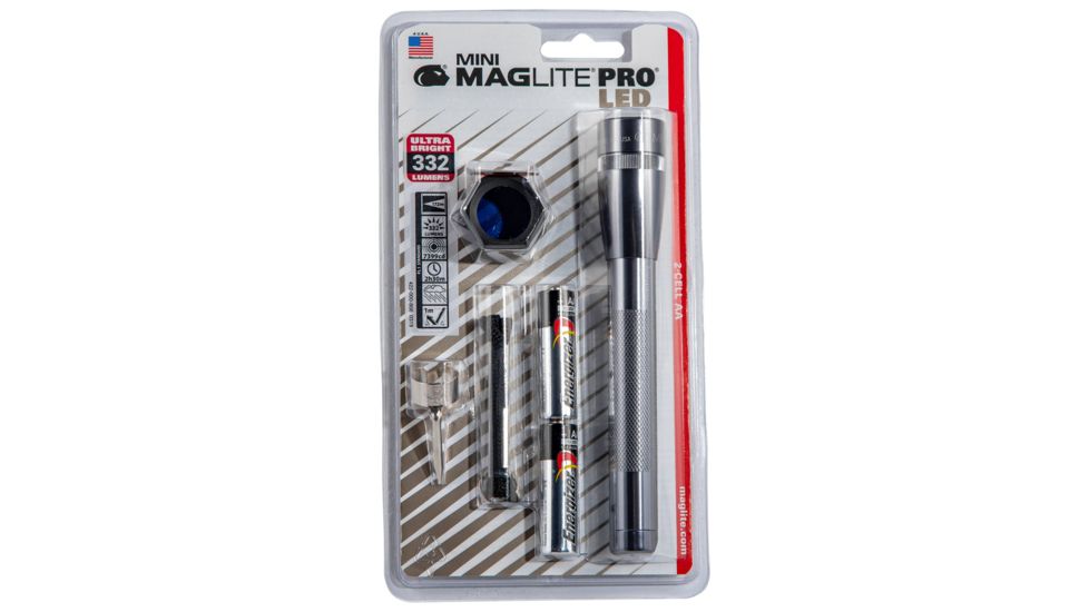 Maglite SP2PO9C Mini Maglite Pro Red/Blue/Clear LED 272 Lumens AA 2 Battery G