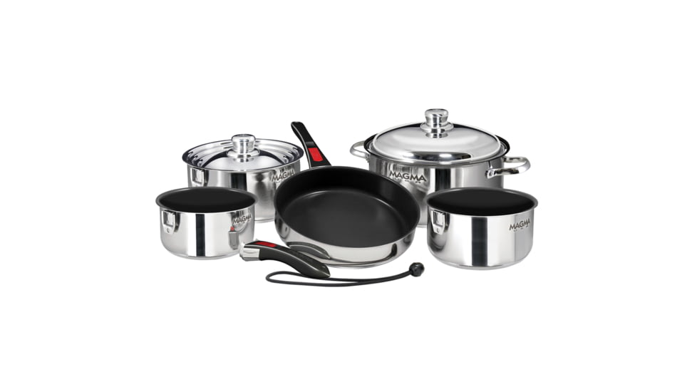 Magma Nesting 10-Piece Cookware - Stainless Steel Exterior &amp; Slate Black Ceramica Non-Stick Interior 58441