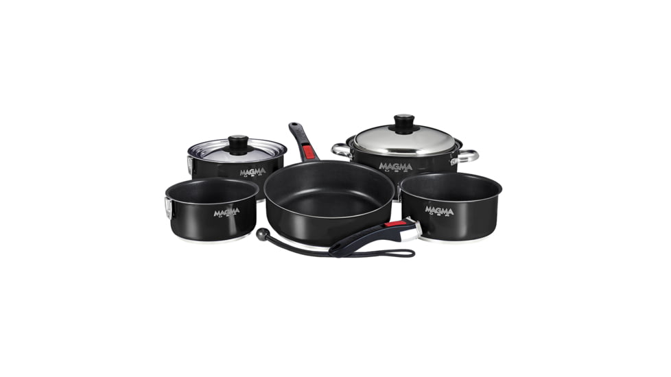 Magma "Nesting" 10-Piece Induction Compatible Cookware - Jet Black Exterior &amp; Slate Black Ceramica Non-Stick Interior 58446
