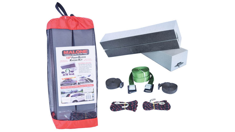 Malone Auto Racks Deluxe Kayak Carrier w/Tie-Downs, 18in Foam Block, Clamshell Packaging, MPG186
