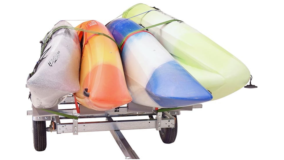 Malone Auto Racks EcoLight 4 Kayak Trailer Package, 1 Stacker, 4 Sets Foam Blocks, MPG586XL