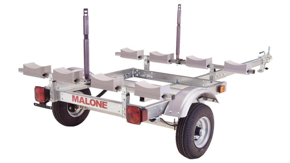 Malone Auto Racks EcoLight 4 Kayak Trailer Package, 1 Stacker, 4 Sets Foam Blocks, MPG586XL