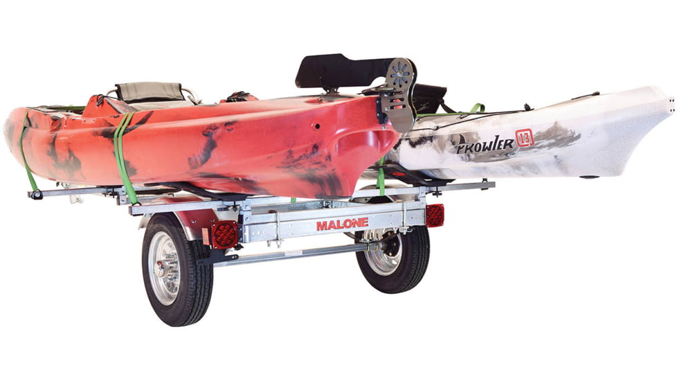 Malone Auto Racks MicroSport LowBed 2 Kayak Trailer Package, 2 Sets MegaWings and Spare Tire, MPG464-LBM