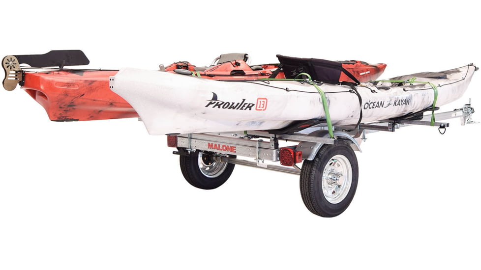 Malone Auto Racks MicroSport LowBed 2 Kayak Trailer Package, 2 Sets MegaWings and Spare Tire, MPG464-LBM