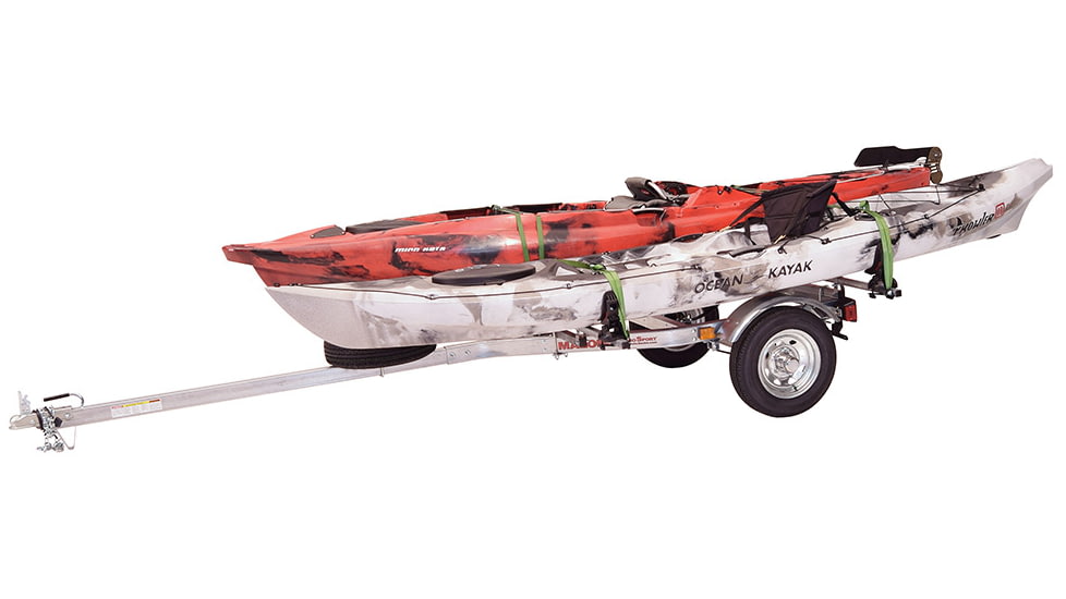 Malone Auto Racks MicroSport LowBed 2 Kayak Trailer Package, 2 Sets Saddle Up Pro and Spare Tire, MPG464-LBS