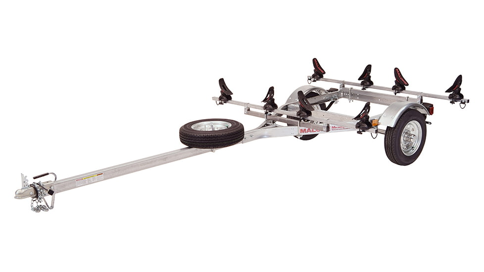 Malone Auto Racks MicroSport LowBed 2 Kayak Trailer Package, 2 Sets Saddle Up Pro and Spare Tire, MPG464-LBS