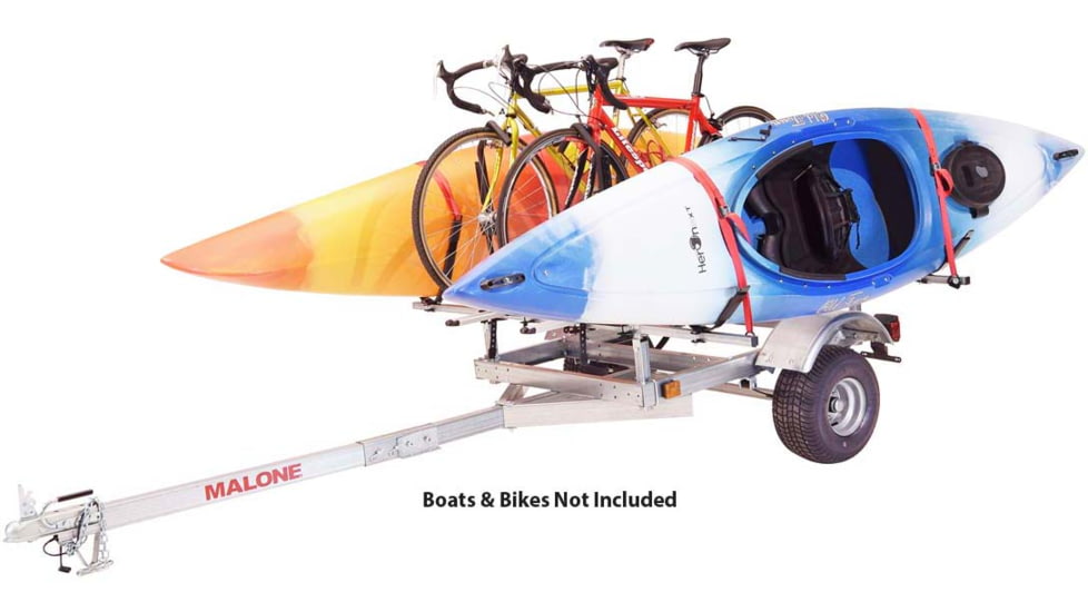 Malone Auto Racks XtraLight LowMax 2 Kayak/2 Bike Trailer Package, 2 J-Racks and 2 Bike Racks, MPG596XKB