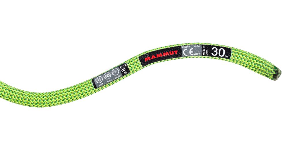 Mammut 8.7 Serenity Dynamic Rope, Dry Standard, Neon Green, 60 m, 2010-02622-11190-1060