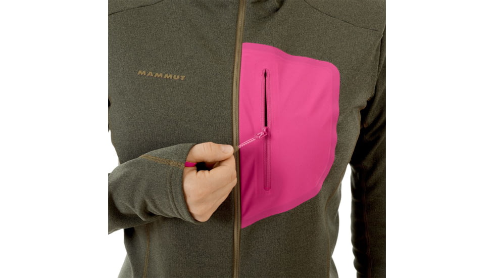 Mammut Aconcagua Light ML Hooded Jacket, Olive Melange-Pink, L, 1014-00700-40070-115