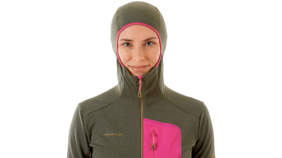 Mammut Aconcagua Light ML Hooded Jacket, Olive Melange-Pink, L, 1014-00700-40070-115