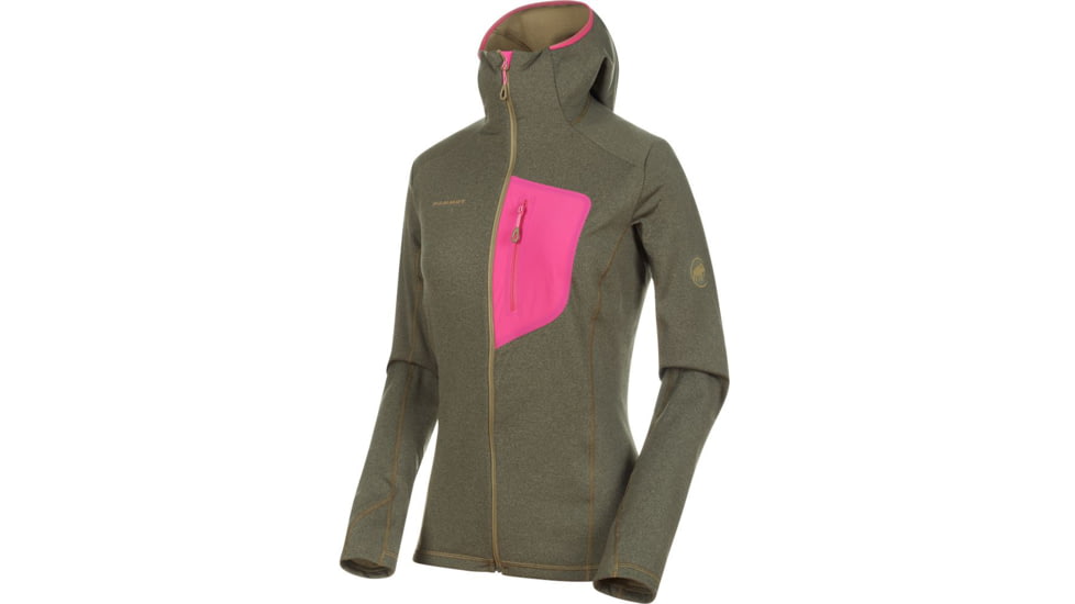 Mammut Aconcagua Light ML Hooded Jacket, Olive Melange-Pink, L, 1014-00700-40070-115