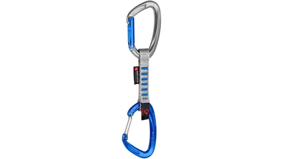 Mammut Crag Indicator Wire Express Set Straight Gate/Wire Gate, Silver/Ultramarine, 15 cm, 2040-02191-32200-15