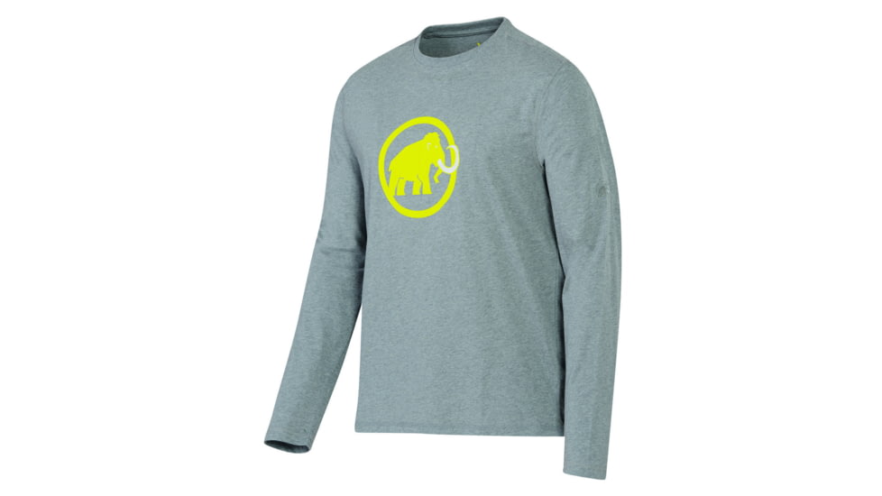 Logo Longsleeve - Mens-Stone Grey Melange/Limeade-Medium