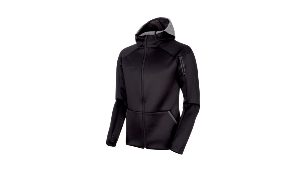 Mammut Logo ML Hooded Jacket - Mens, Black Mlange, Large, 1014-00770-0033-115
