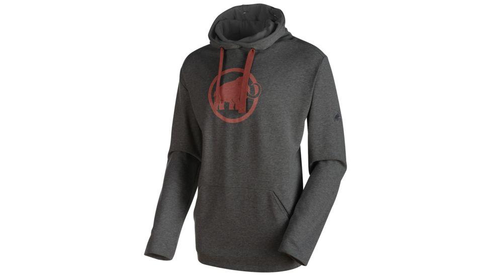 Mammut Logo ML Hoody - Men's-Graphite Melange/Maroon-X-Large