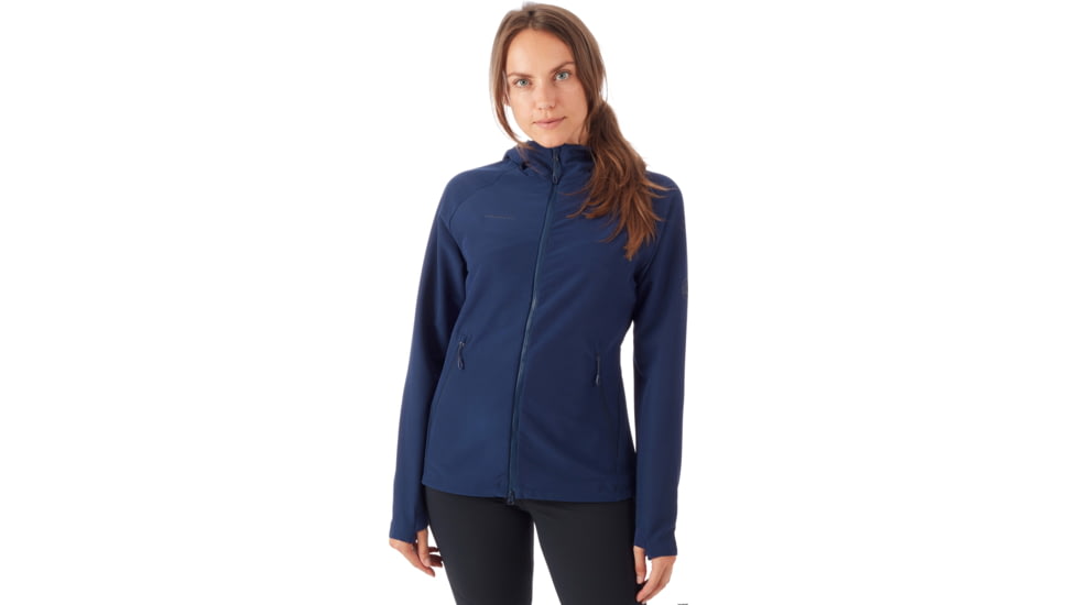 Mammut Macun Softshell Hooded Jacket - Women's, Extra Large, Peacoat, 1011-00510-50125-116