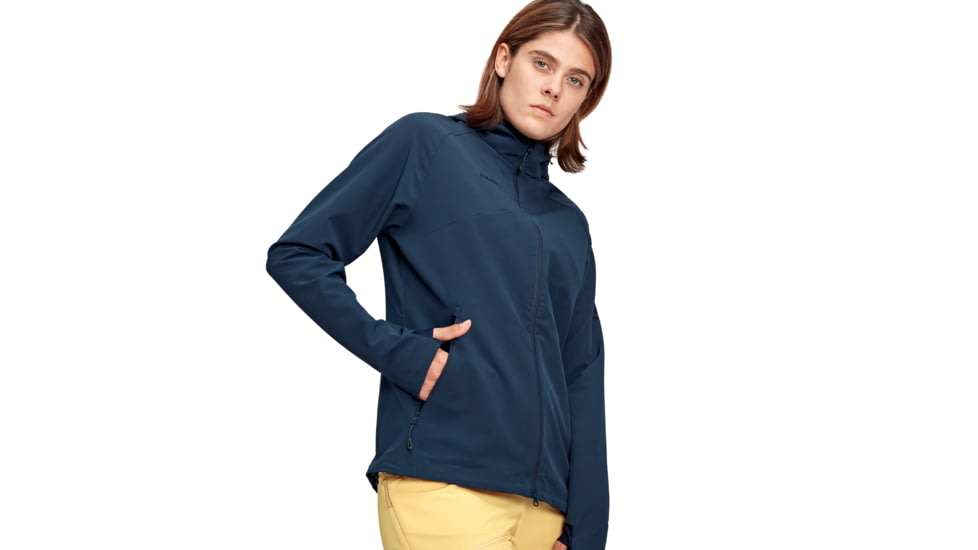 Mammut Macun Softshell Hooded Jacket - Women's, Large, Marine, 1011-00510-5118-115