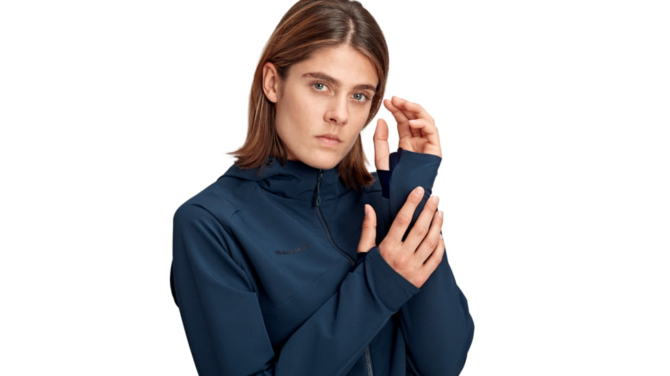 Mammut Macun Softshell Hooded Jacket - Women's, Large, Marine, 1011-00510-5118-115
