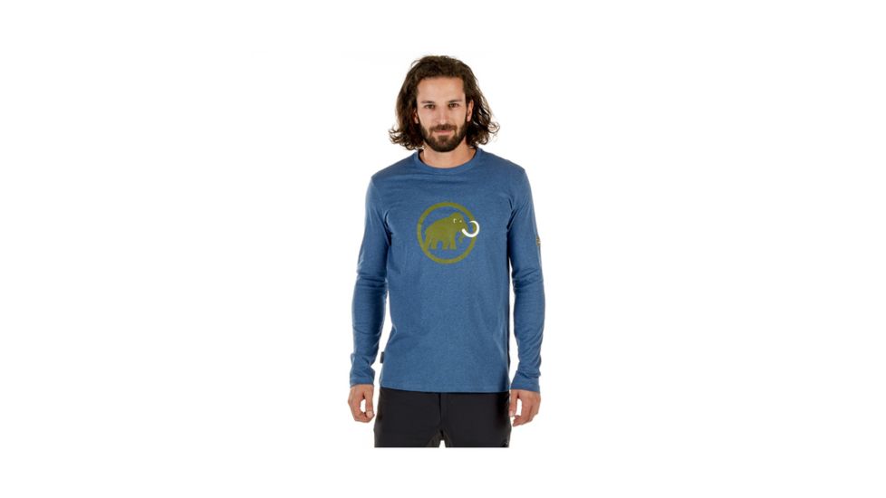 Mammut Mens Mammut Logo Longsleeve, Jay Melange-Aloe, L, 1041-07081-50014-115