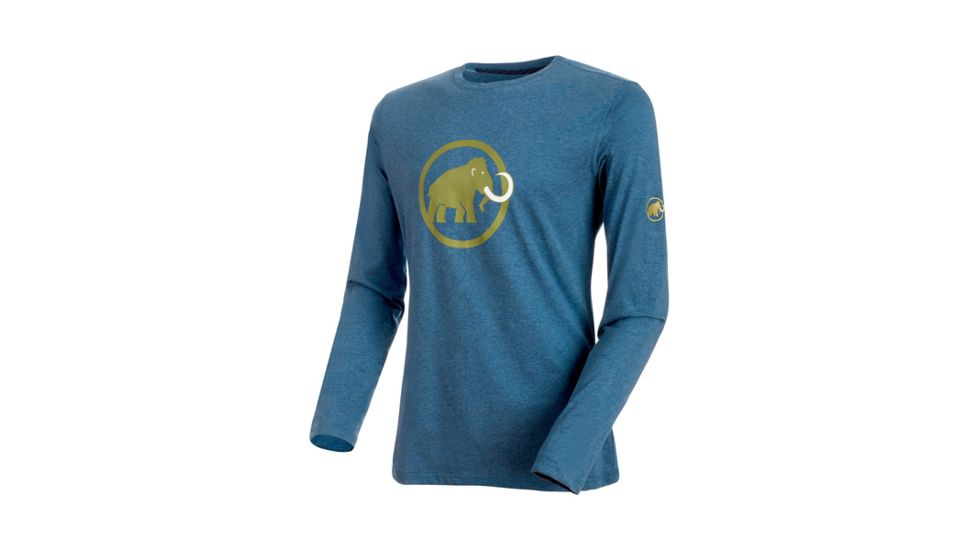 Mammut Mens Mammut Logo Longsleeve, Jay Melange-Aloe, L, 1041-07081-50014-115
