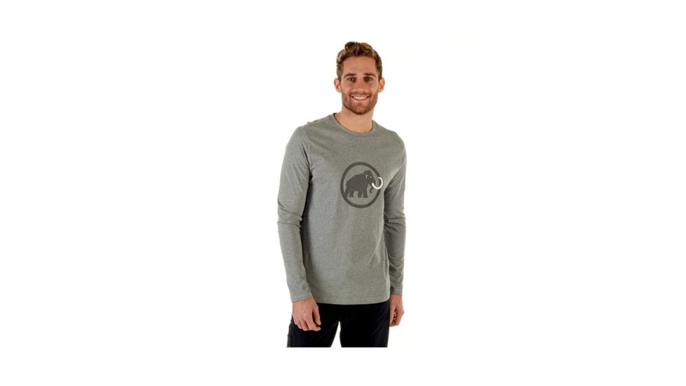 Mammut Mens Mammut Logo Longsleeve, Stone Grey Melange-Titanium, S, 1041-07081-00112-113