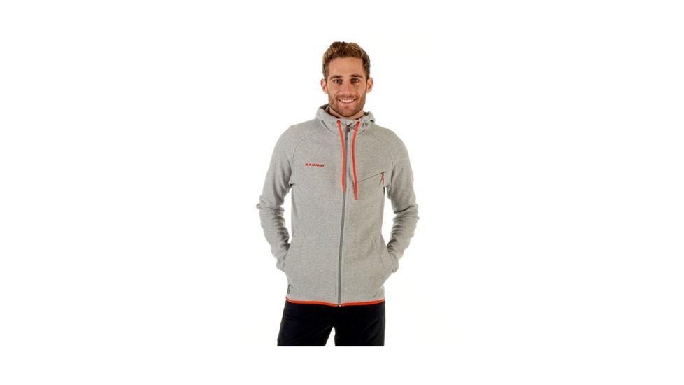Mammut Mens Mammut Logo ML Hooded Jacket, Granit Melange-Dark Orange, Small, 1010-23270-0578-113
