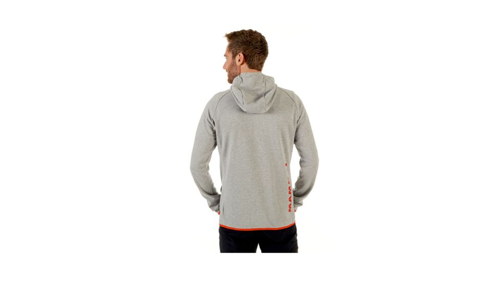 Mammut Mens Mammut Logo ML Hooded Jacket, Granit Melange-Dark Orange, Small, 1010-23270-0578-113