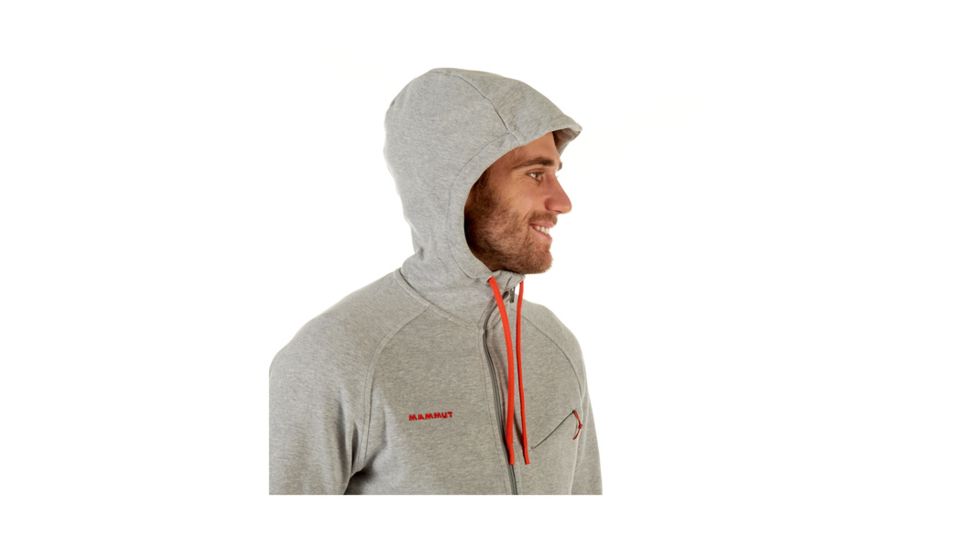 Mammut Mens Mammut Logo ML Hooded Jacket, Granit Melange-Dark Orange, Small, 1010-23270-0578-113