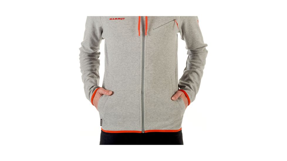 Mammut Mens Mammut Logo ML Hooded Jacket, Granit Melange-Dark Orange, Small, 1010-23270-0578-113