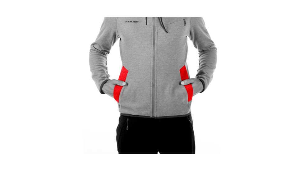 Mammut Mens Mammut Logo ML Hooded Jacket, Granit Melange-Dark Orange, Small, 1010-23270-0578-113
