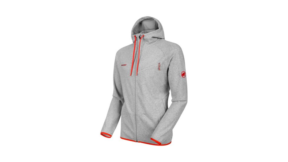 Mammut Mens Mammut Logo ML Hooded Jacket, Granit Melange-Dark Orange, Small, 1010-23270-0578-113