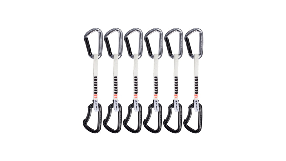 Mammut Nordwand Key Lock Quickdraws - 6 Pack, Straight Gate/Bent Gate, Silver/Black, 15 cm, 2040-01722-31261-15