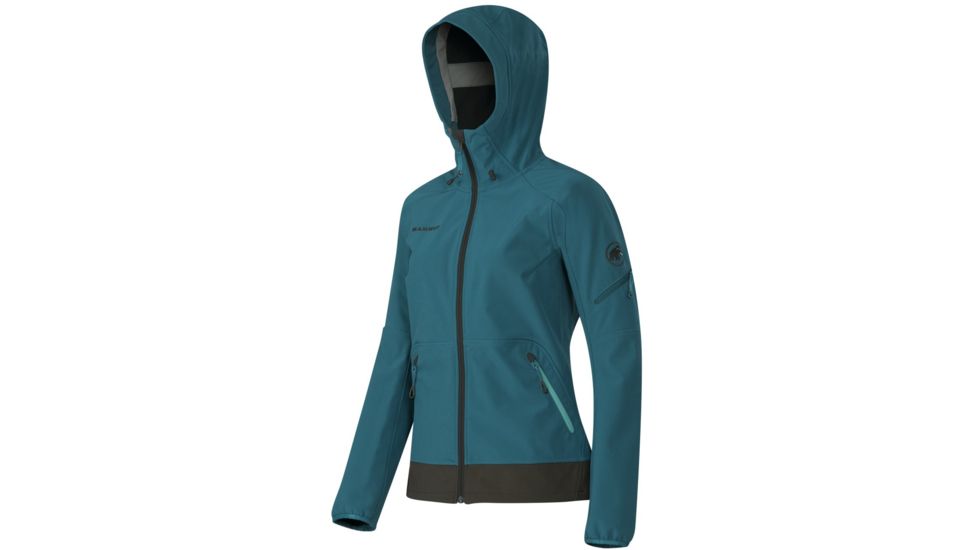 Mammut Runje SO Hooded Jacket - Womens-Dark Pacific/Bison-Medium